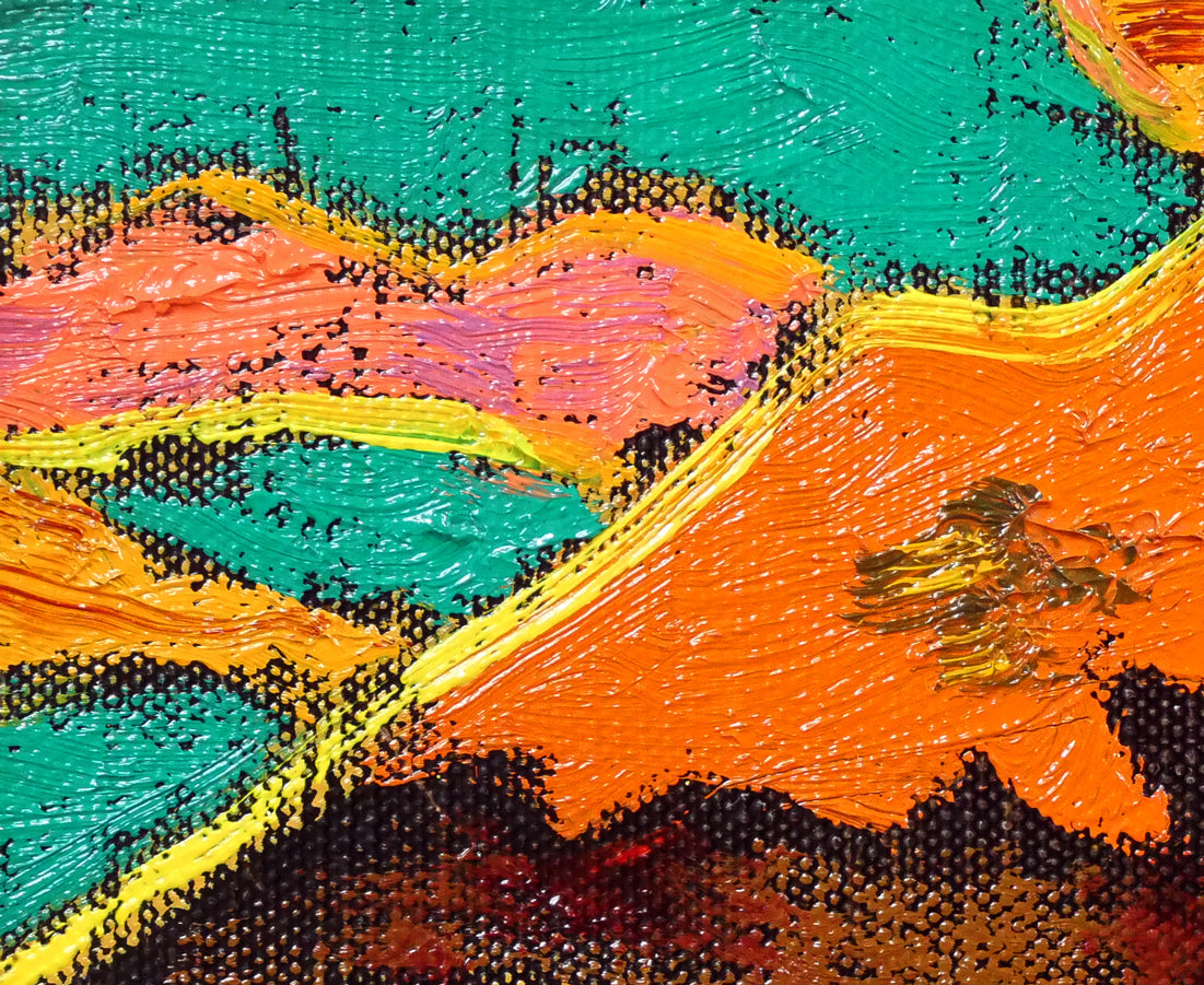 田崎広助「朱富士」油絵・F0号 拡大画像1