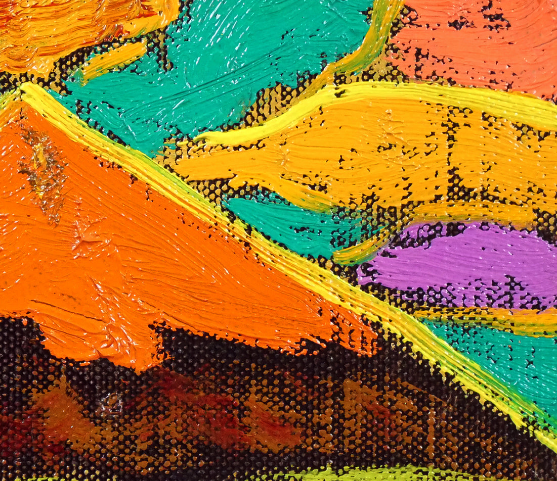 田崎広助「朱富士」油絵・F0号 拡大画像2