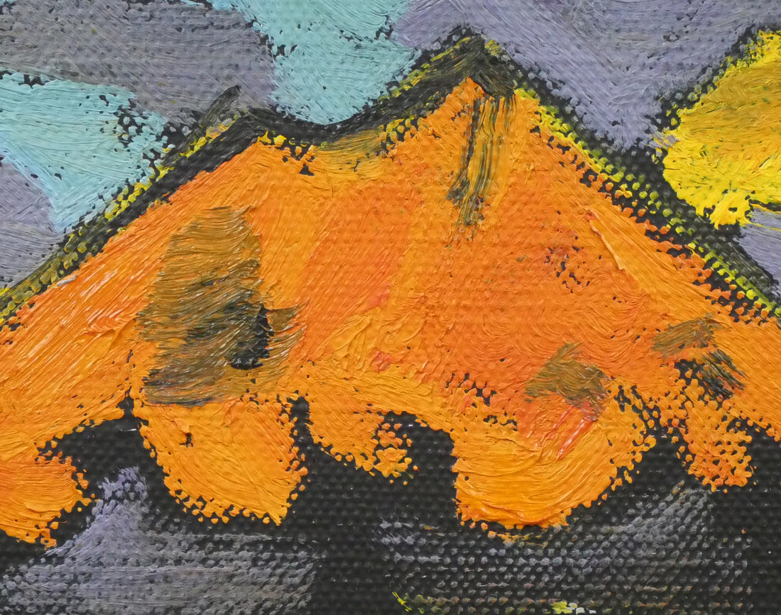 田崎広助「朱富士」油絵・F0号 拡大画像2