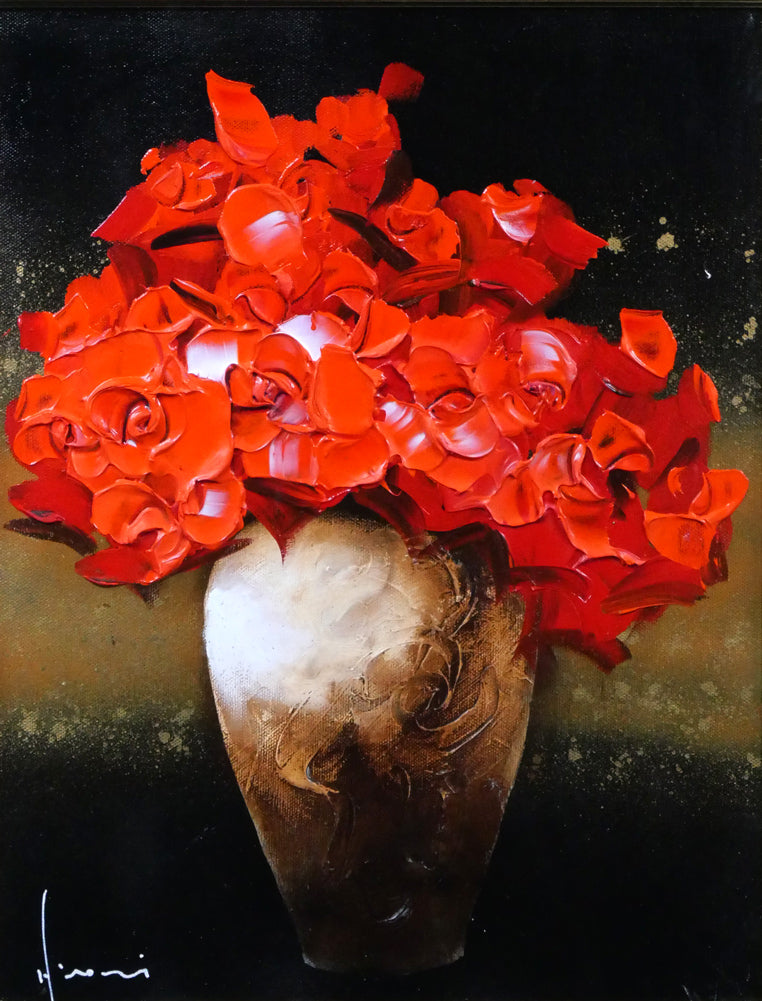 立川広己「薔薇」油絵・F6号 作品全体拡大画像