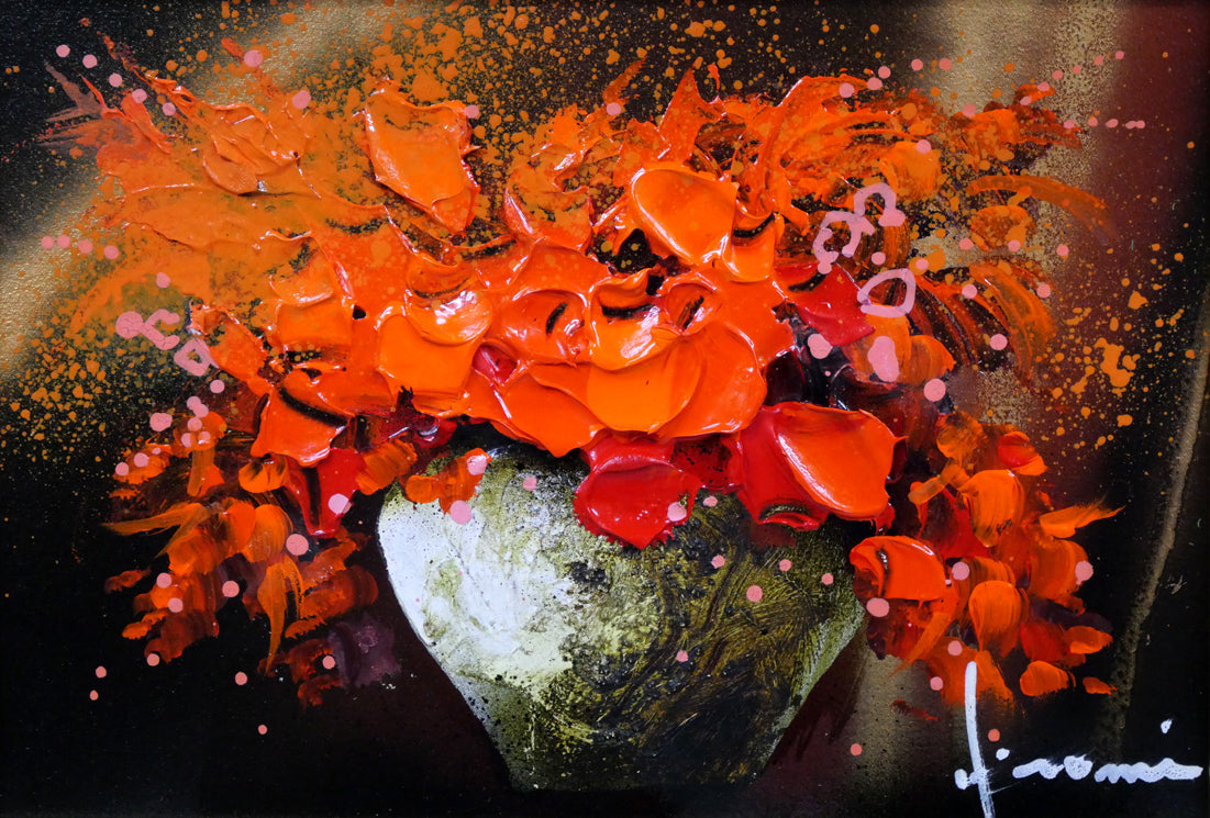 立川広己「紅花」油絵・SM 作品全体拡大画像