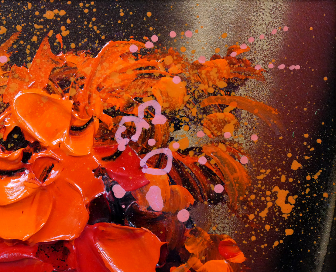 立川広己「紅花」油絵・SM 拡大画像2