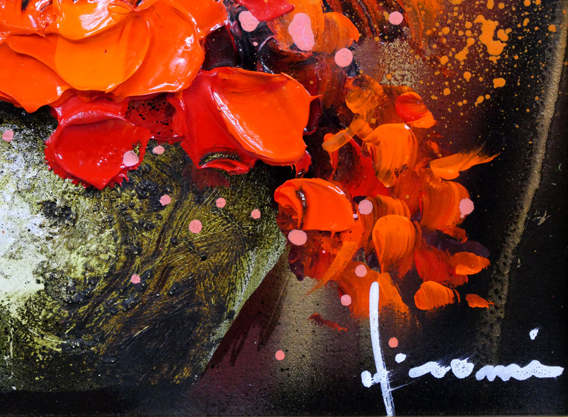 立川広己「紅花」油絵・SM 拡大画像4