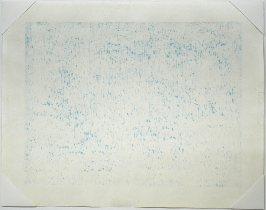 手島圭三郎「神のごと~(短歌)〔阿寒湖畔に歌碑/石川啄木〕」木版画に手彩色 作品シート裏側画像