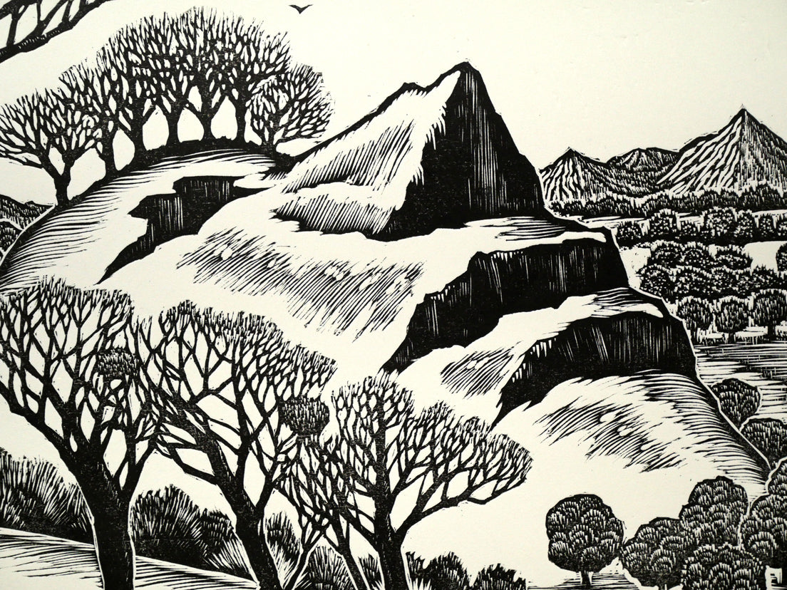 手島圭三郎「冬の顔」木版画 拡大画像5