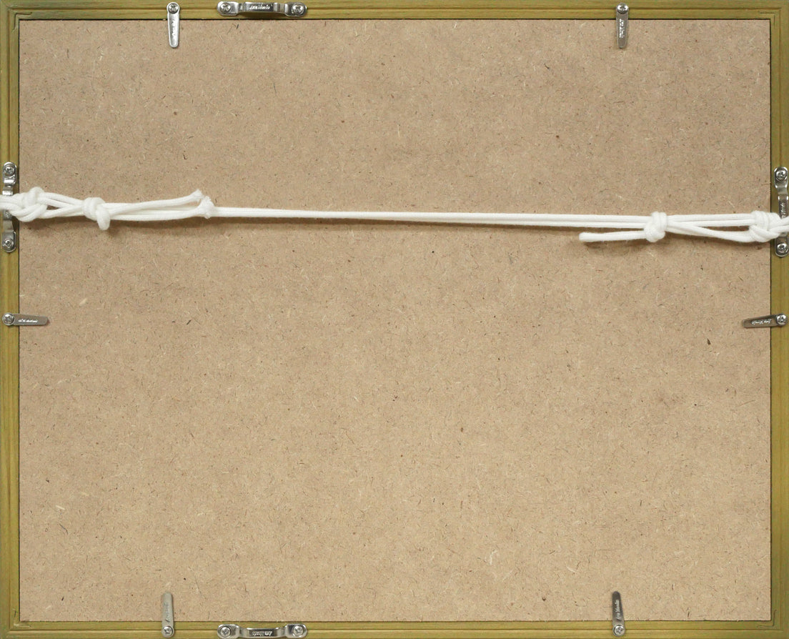 手島圭三郎「しまふくろう春」木版画 額縁裏側画像