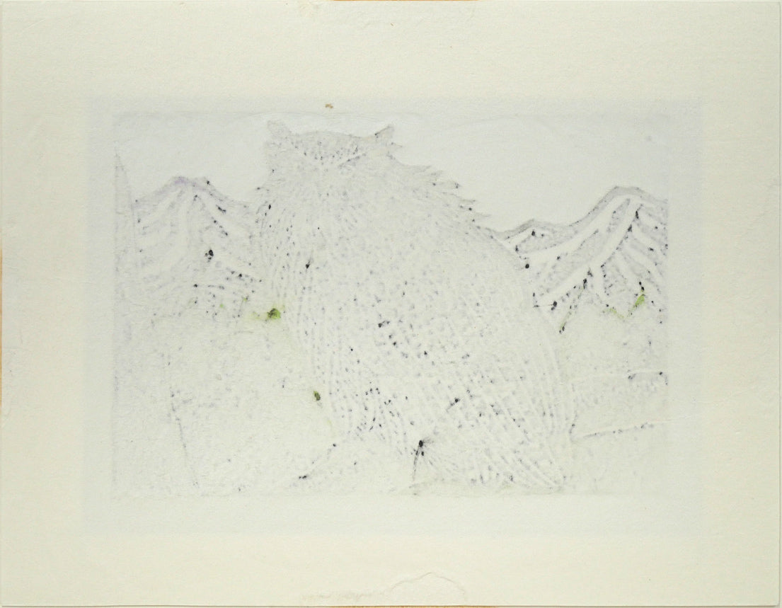 手島圭三郎「しまふくろう春」木版画 作品シート裏側画像