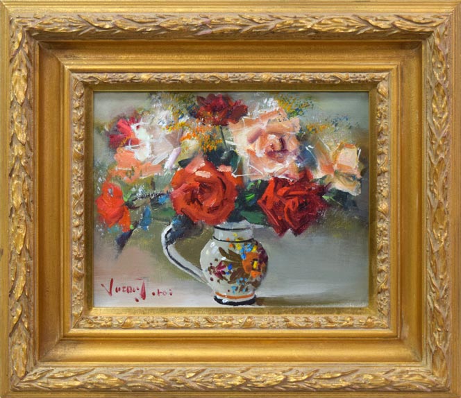 寺井重三「薔薇」油絵・F3号