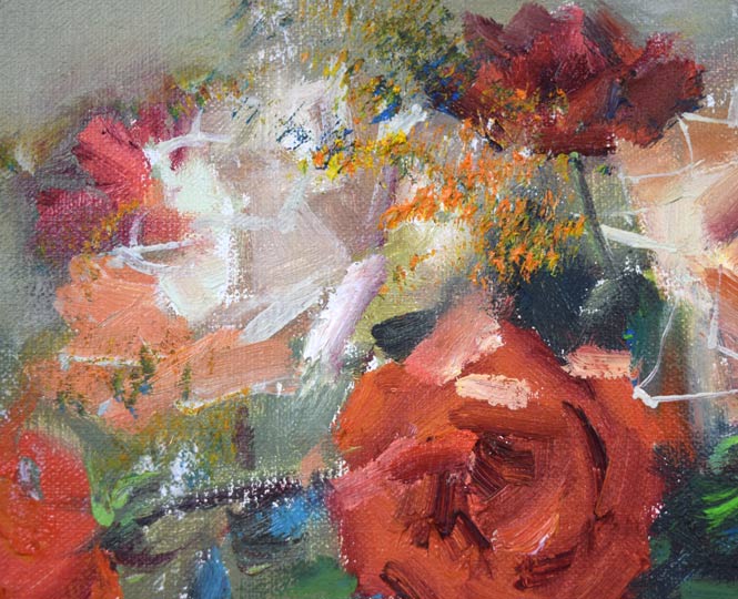 寺井重三「薔薇」油絵・F3号 拡大画像1