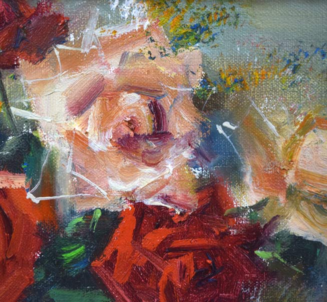 寺井重三「薔薇」油絵・F3号 拡大画像2