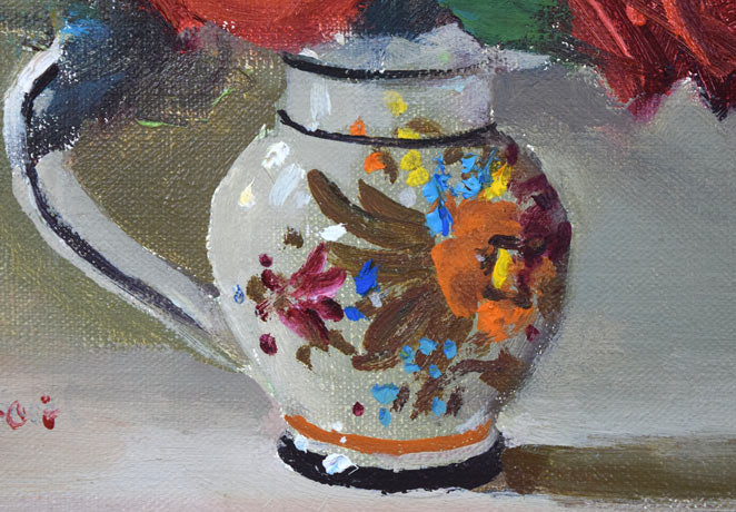 寺井重三「薔薇」油絵・F3号 拡大画像3