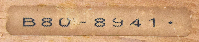 寺井重三「薔薇」油絵・F3号 裏側シール拡大画像(「一枚の繪」管理番号シール)