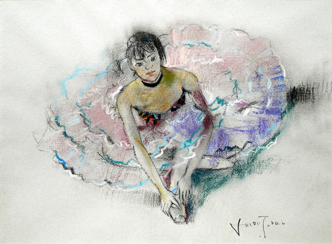 寺井重三「踊り子」パステル画・12号 作品全体画像
