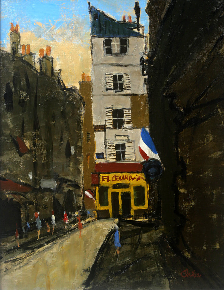 千葉七郎「ラファイエット通り(パリ)」油絵・F6号 作品全体拡大画像