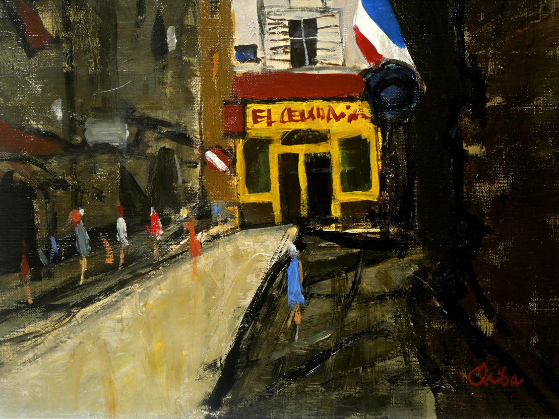 千葉七郎「ラファイエット通り(パリ)」油絵・F6号 拡大画像3