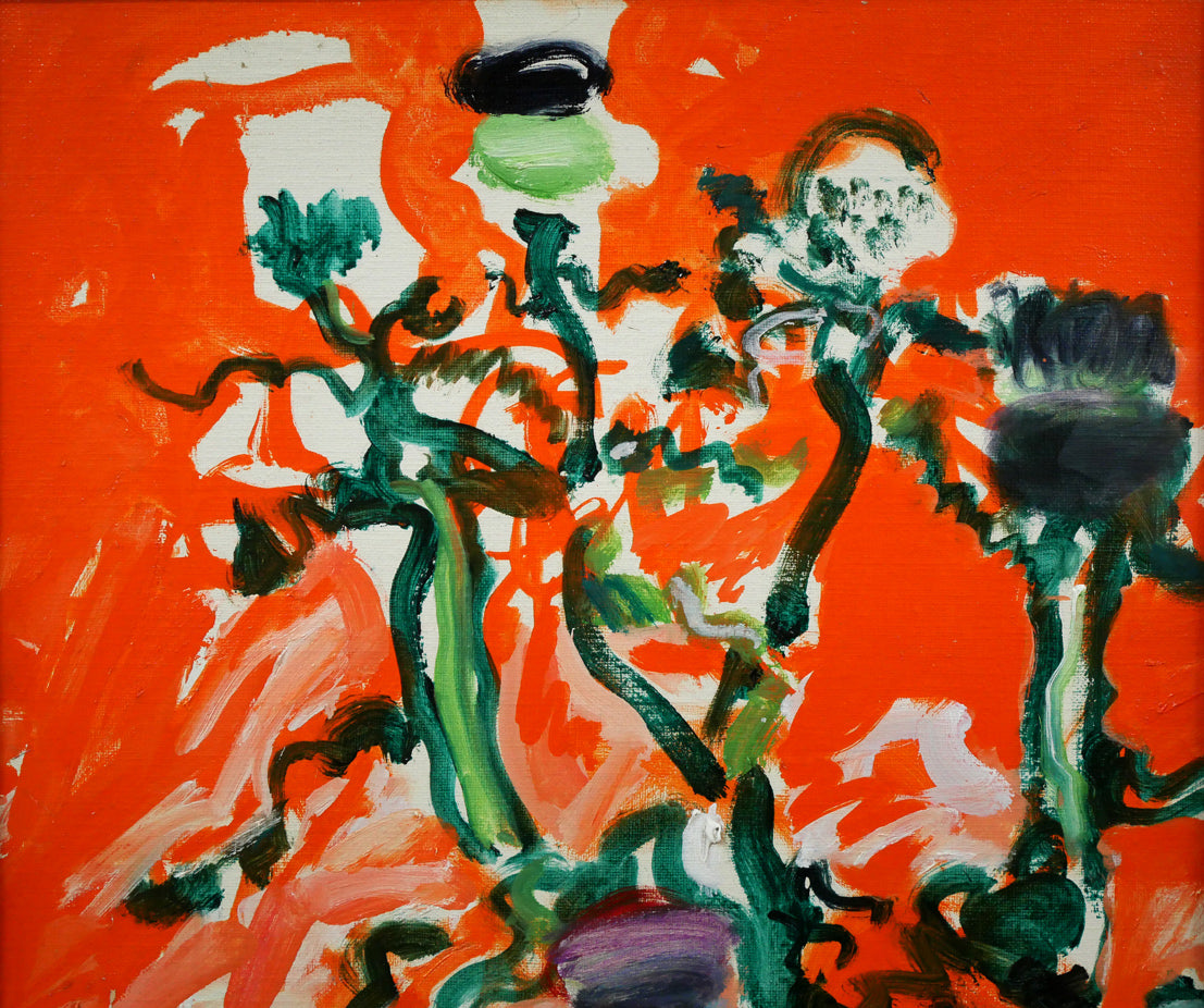 栃内忠男「あざみ」油絵・F6号 拡大画像1