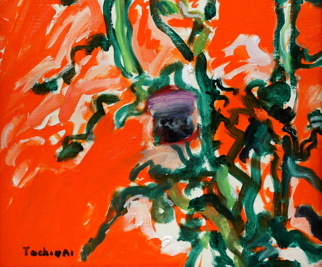 栃内忠男「あざみ」油絵・F6号 拡大画像3