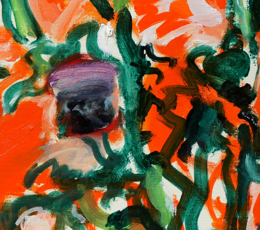 栃内忠男「あざみ」油絵・F6号 拡大画像4