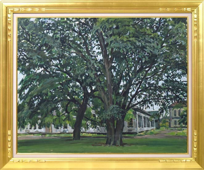 富樫正雄「にれ巨木・北海道大学」油絵・F30号