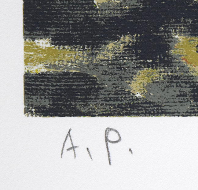 富樫正雄「サイロと水芭蕉」シルクスクリーン版画 限定番号(A.P.=作家保存版)