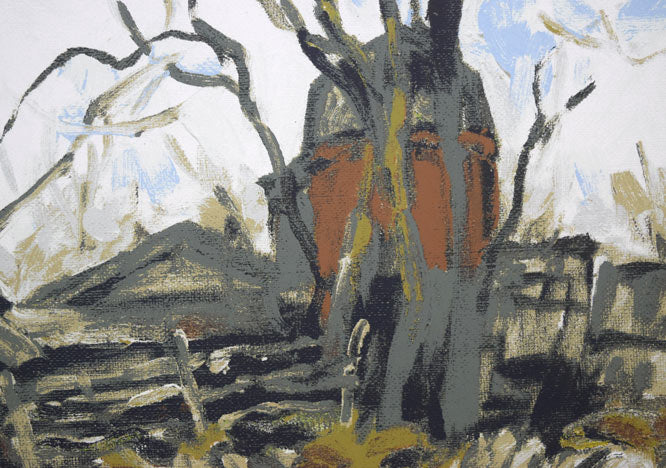 富樫正雄「サイロと水芭蕉」シルクスクリーン版画 拡大画像1