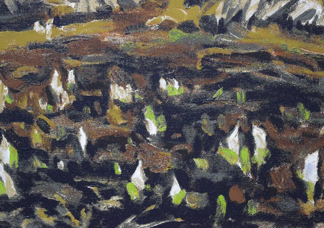 富樫正雄「サイロと水芭蕉」シルクスクリーン版画 拡大画像3