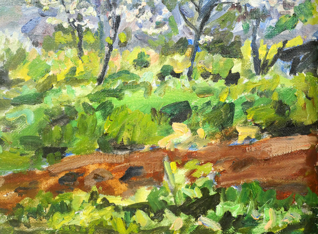 富樫正雄「花咲く早春の手稲山ろく(札幌)」油絵・F8号 拡大画像5