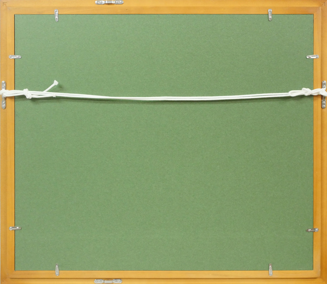 富樫正雄「花咲く早春の手稲山ろく(札幌)」油絵・F8号 額縁裏側画像