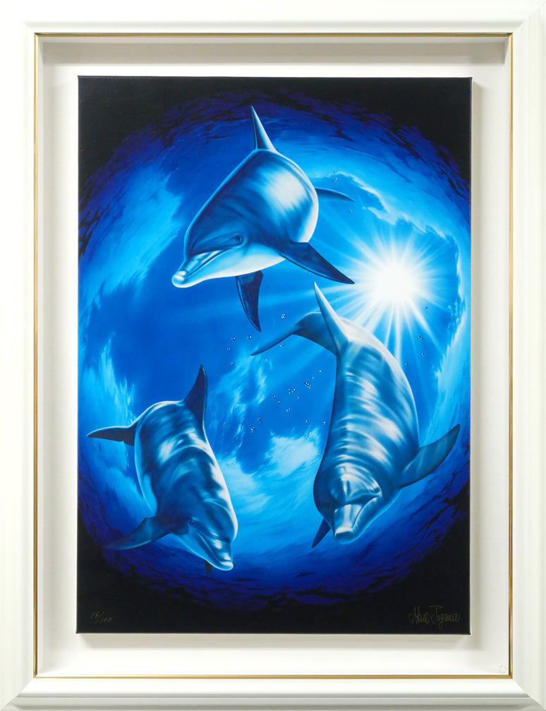 戸川郁夫「ドルフィンズ スカイ」キャンバスにジークレー版画