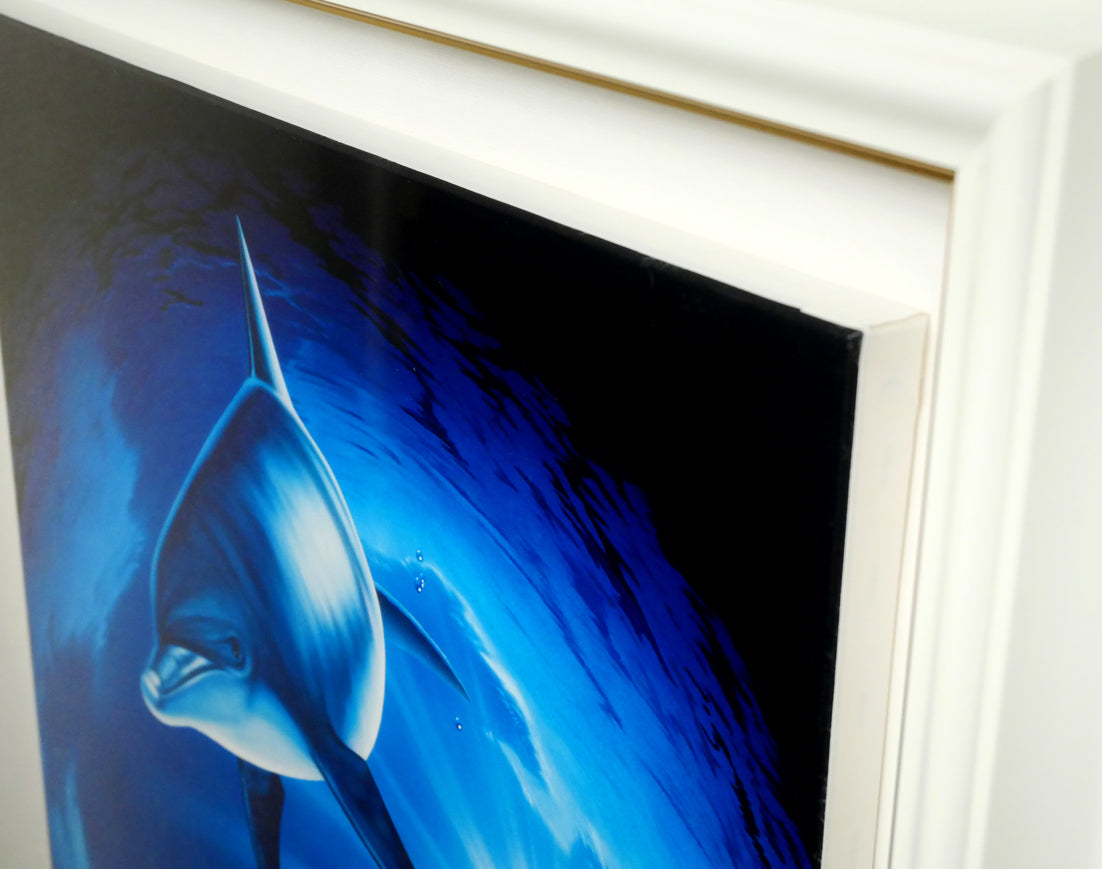 戸川郁夫「ドルフィンズ スカイ」キャンバスにジークレー版画 額装画像