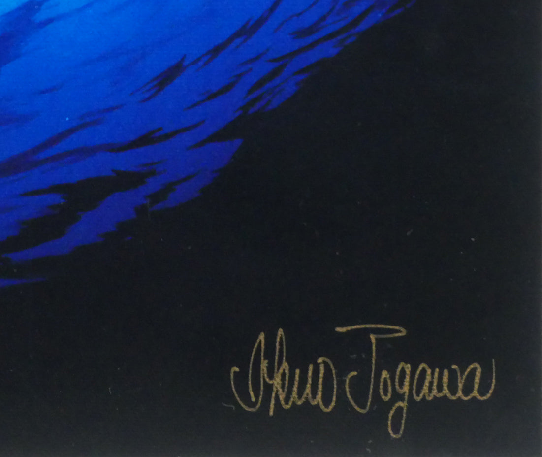 戸川郁夫「ドルフィンズ スカイ」キャンバスにジークレー版画 本人直筆サイン