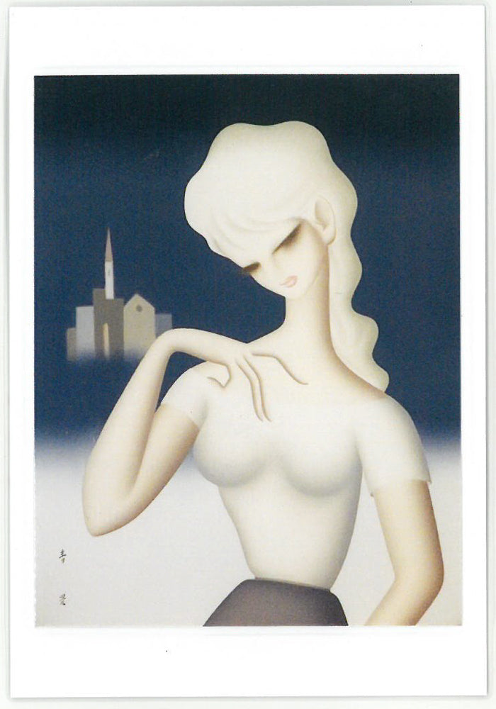 東郷青児「婦人像」油絵・F6号 鑑定証(裏)