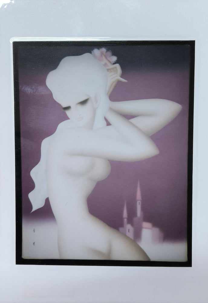 東郷青児「婦人像(裸婦)」油絵・F6号 鑑定証(裏)