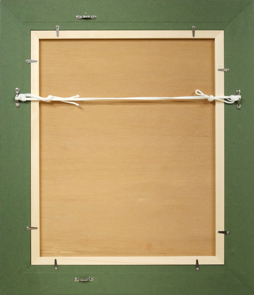 東郷青児「婦人像 (ピエール水彩額縁使用)」水彩画・色紙 額縁裏側画像