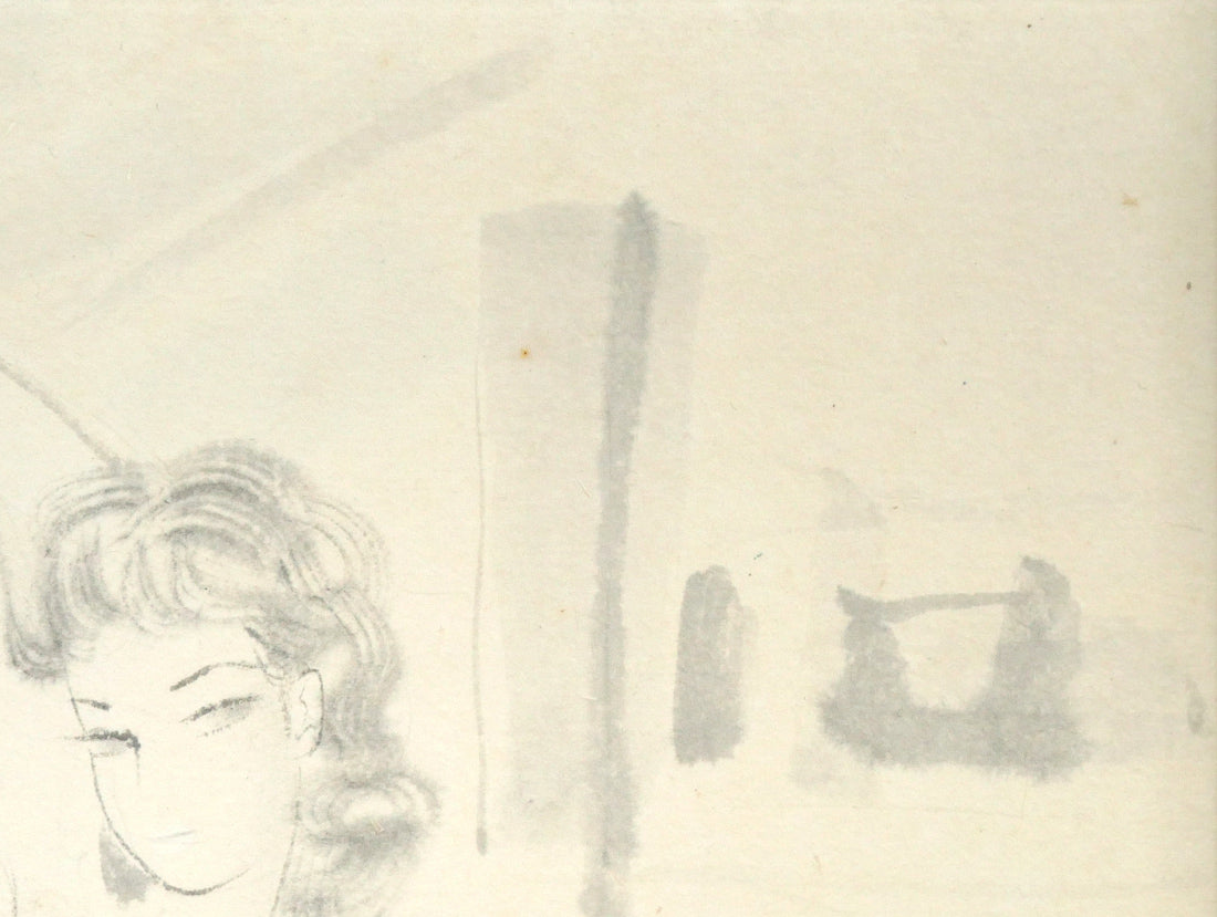 東郷青児「登別温泉 第一瀧本」水彩画・色紙 拡大画像2