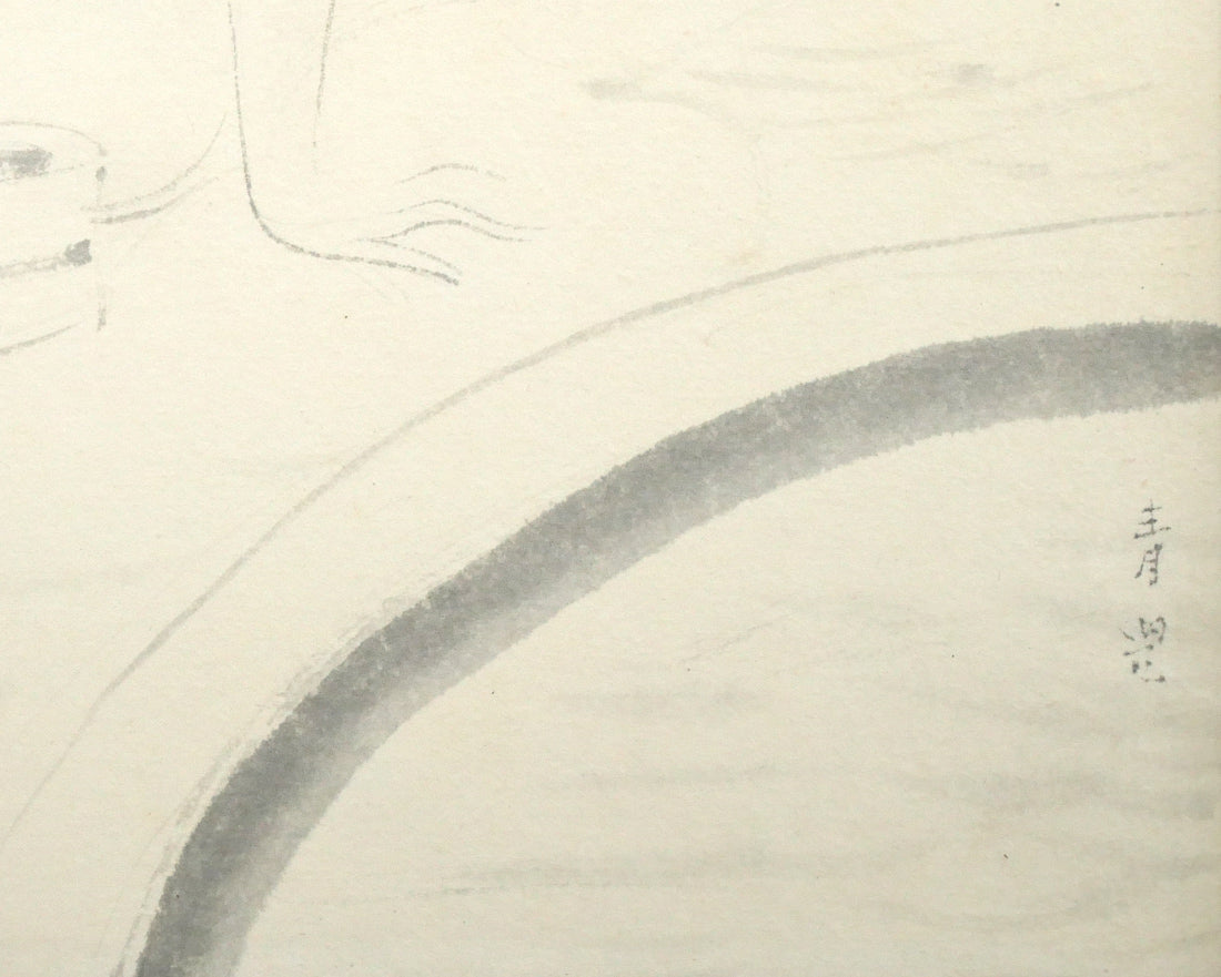 東郷青児「登別温泉 第一瀧本」水彩画・色紙 拡大画像7