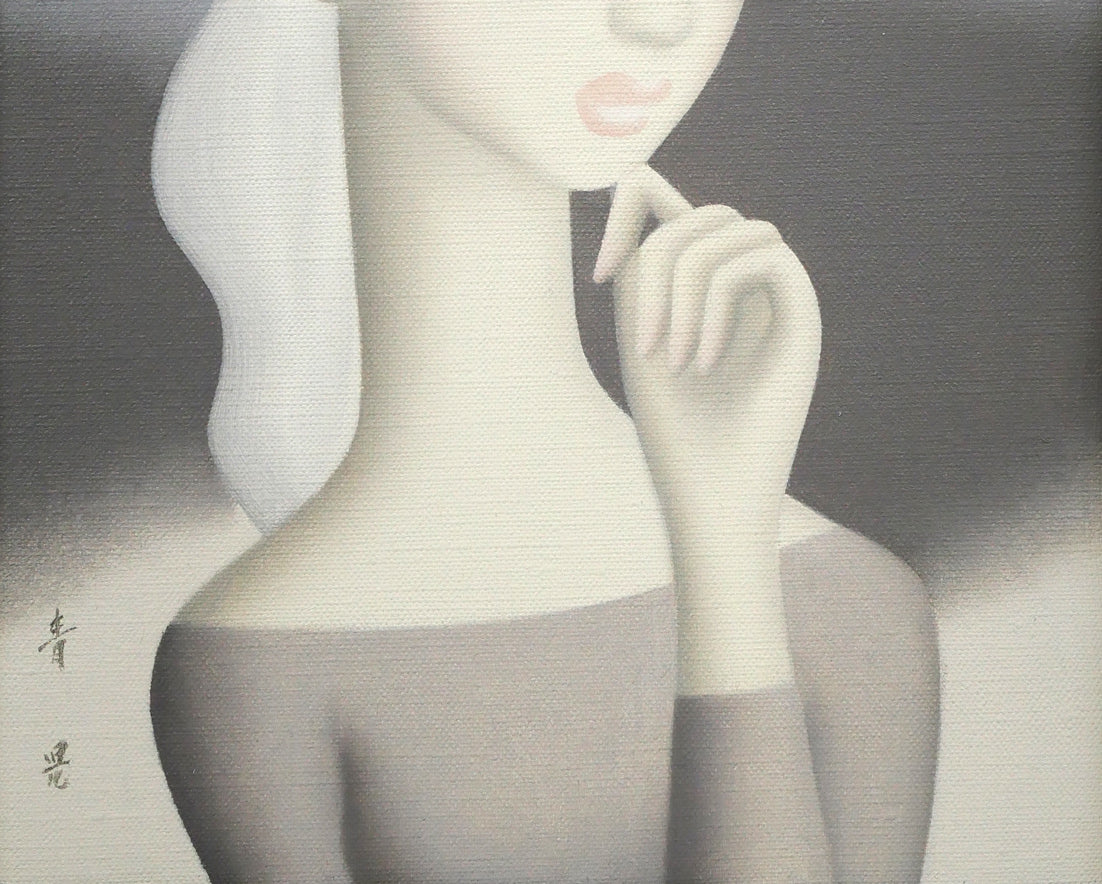 東郷青児「思い出」油絵・SM 拡大画像3