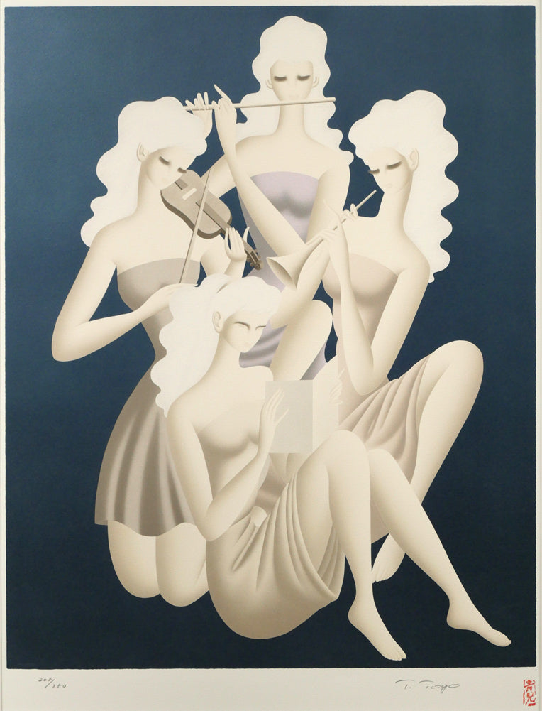 東郷青児「四重奏」リトグラフ 作品全体画像