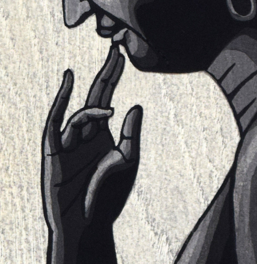 徳力富吉郎「弥勒菩薩」木版画 拡大画像3