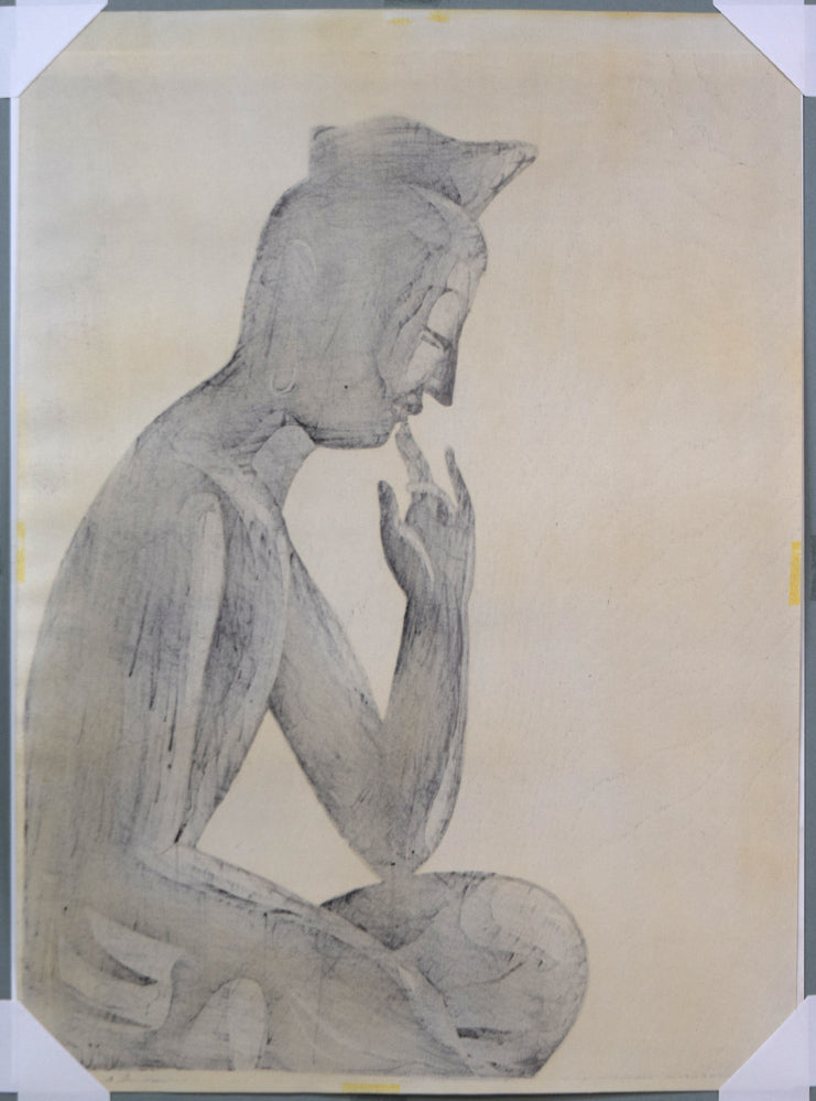 徳力富吉郎「弥勒菩薩」木版画 作品シート裏側画像