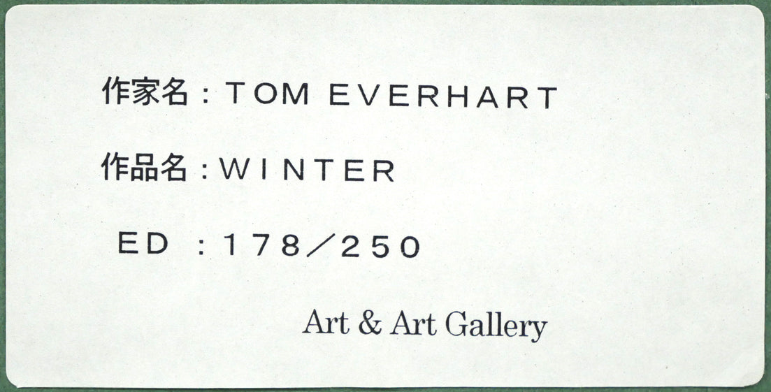 トム エバハート(TOM EVERHART)「WINTER」リトグラフ 額裏シール拡大画像2