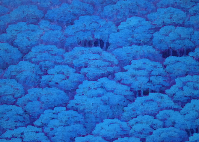 富谷一明「水辺の城」油絵・F8号 拡大画像1