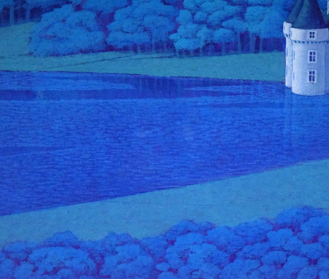 富谷一明「水辺の城」油絵・F8号 拡大画像2