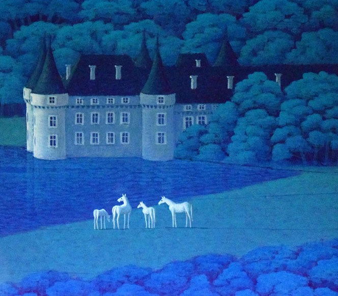 富谷一明「水辺の城」油絵・F8号 拡大画像3