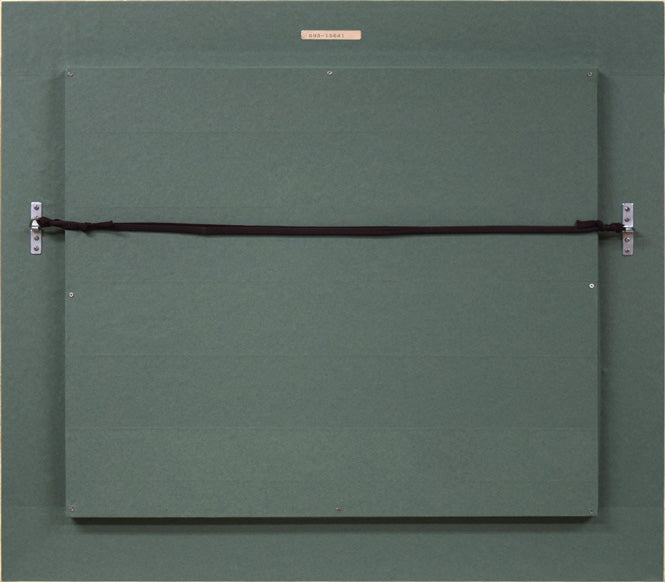 富谷一明「水辺の城」油絵・F8号 額縁裏側画像