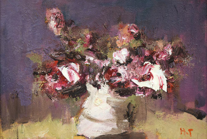 友成晴雄「バラ」油絵・SM 作品全体拡大画像