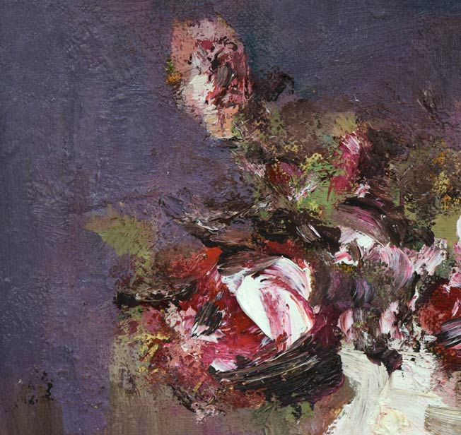 友成晴雄「バラ」油絵・SM 拡大画像1