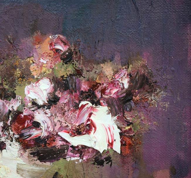 友成晴雄「バラ」油絵・SM 拡大画像2