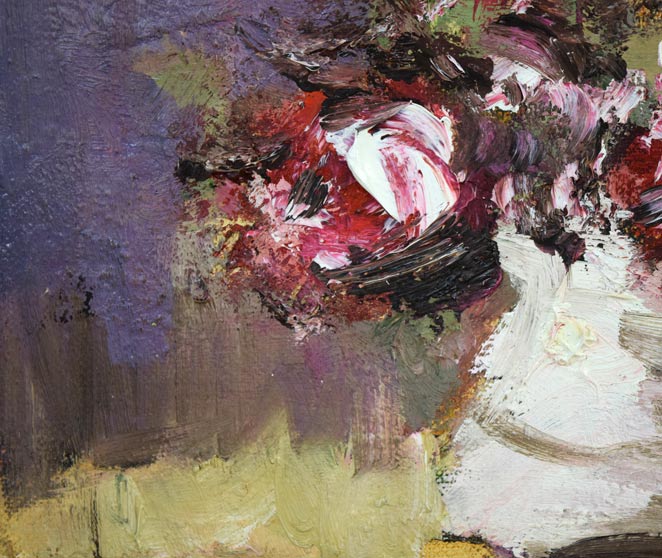 友成晴雄「バラ」油絵・SM 拡大画像3