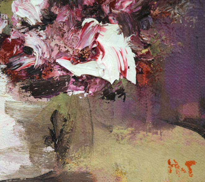 友成晴雄「バラ」油絵・SM 拡大画像4